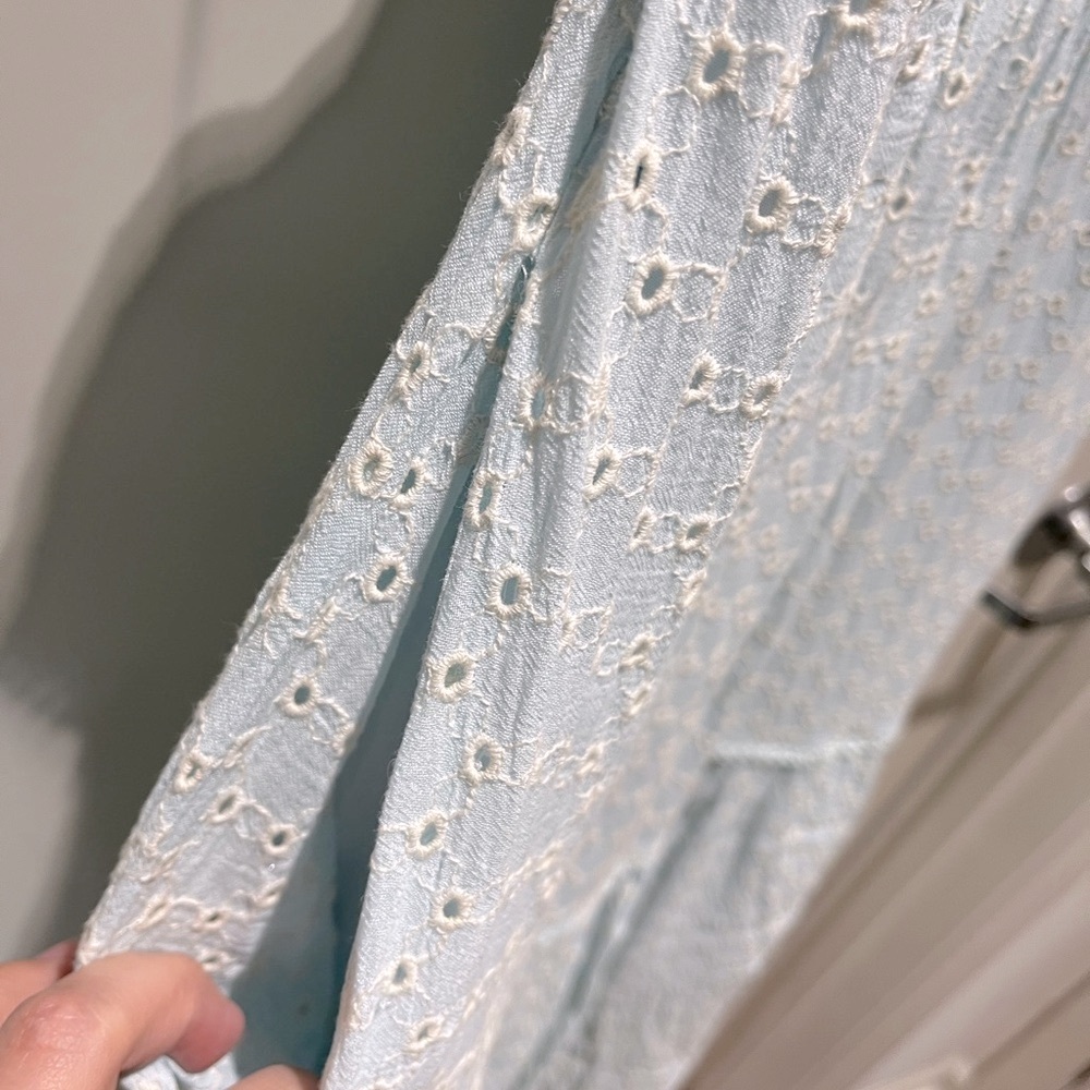 Lost & Wander Blissful Blues Eyelet Detail Maxi Dress~ size L - Picture 8 of 12